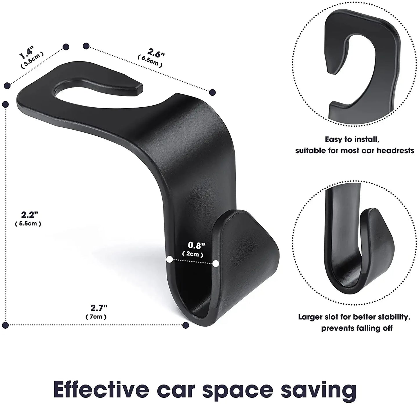 Front Seat Headrest Hooks for Bags